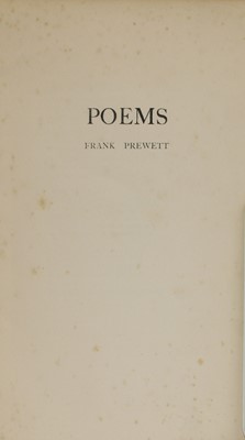 Lot 203 - CANADIAN WW1 POET: PREWETT, Frank: Poems.