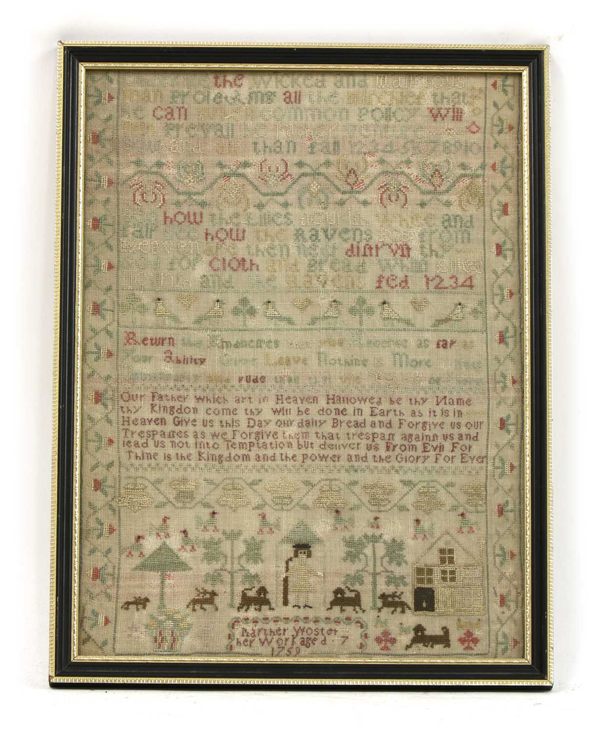 Lot 501 - A George III sampler by Martha Worcester 1759