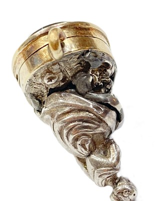 Lot 243 - An erotic hinged silver bloodstone seal