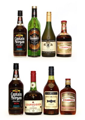 Lot 194 - Captain Morgan Black Label Rum, 1970s bottling, two bottles and six other bottles