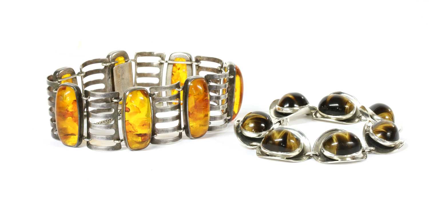 Lot 52 - A German silver and reconstituted amber bracelet