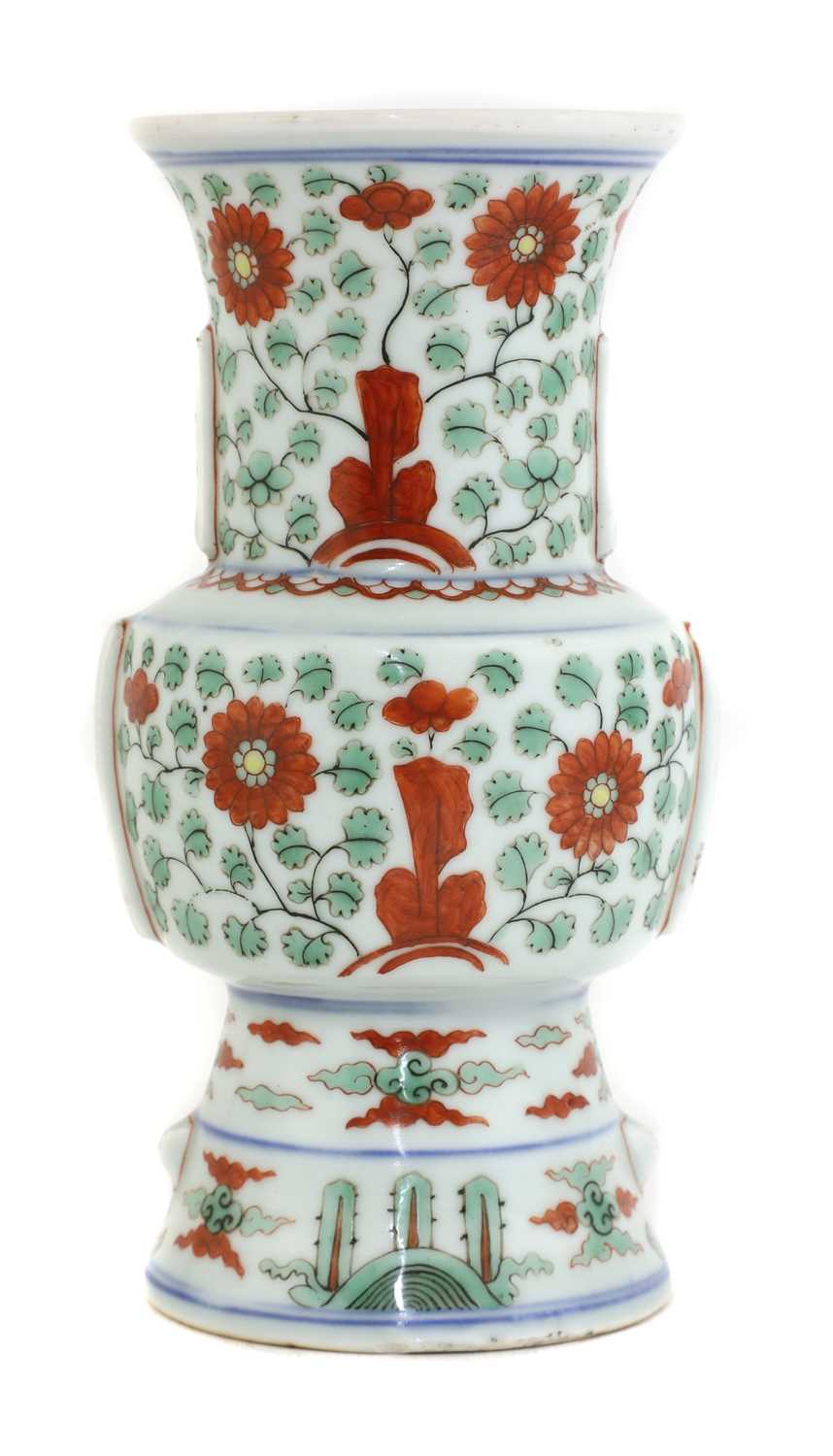 Lot 48 - A Chinese polychrome-decorated gu vase