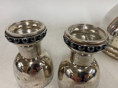 Lot 413 - A contemporary silver wine jug and two goblets