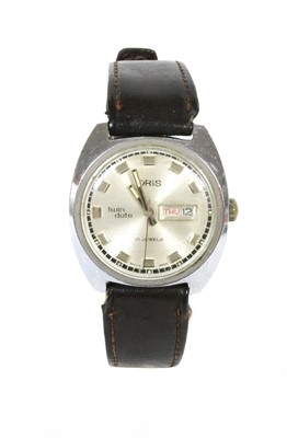 Lot 261 - A stainless steel Oris 'Twin Date' mechanical strap watch, c.1970