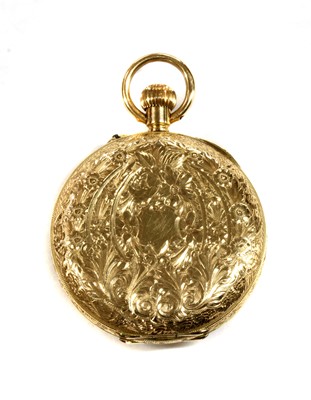 Lot 251 - A 15ct gold enamel half hunter style pin set fob watch