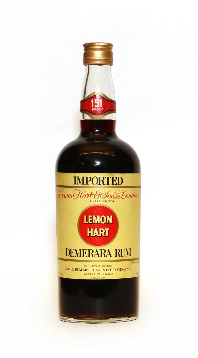 Lot 196 - Lemon Hart, Demerara Rum, 1970s bottling, 151 proof, one quart, one bottle