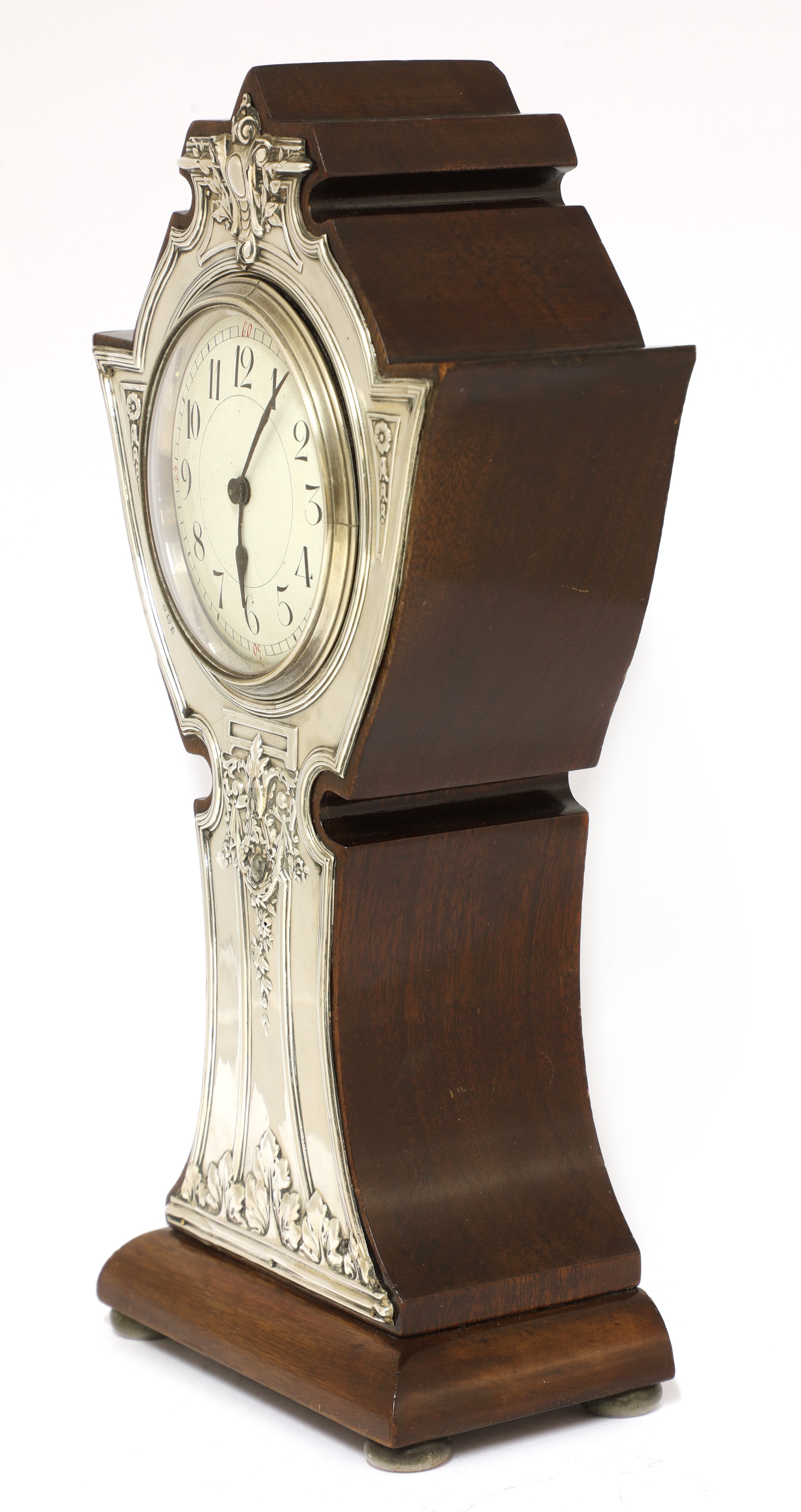 Lot 3 An Art Nouveau silvermounted mantel clock,