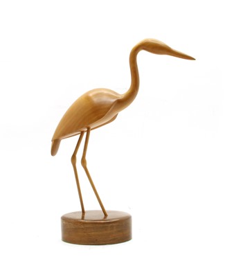 Lot 323 - A carved wooden figure of a  heron