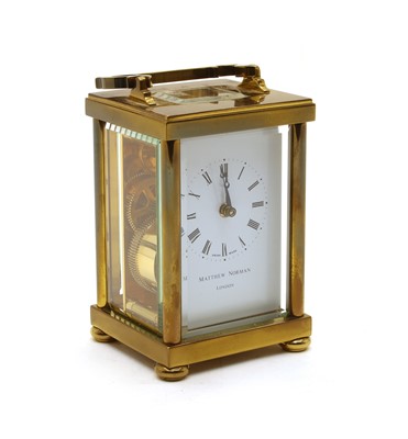 Lot 219 - A Matthew Norman brass cased carriage clock