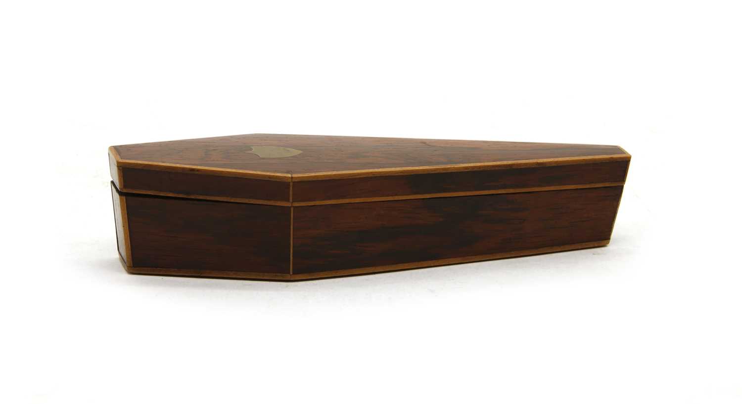 Lot 76 - A miniature rosewood coffin