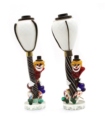 Lot 218 - A pair of Murano glass clown lamps