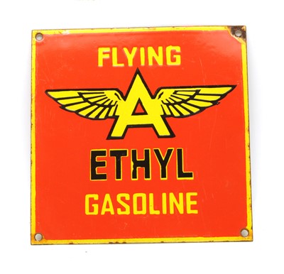 Lot 385 - An enamel sign 'Flying Ethyl Gasoline'