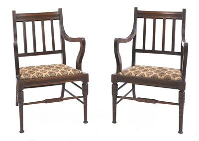 Lot 26 - A pair of walnut armchairs