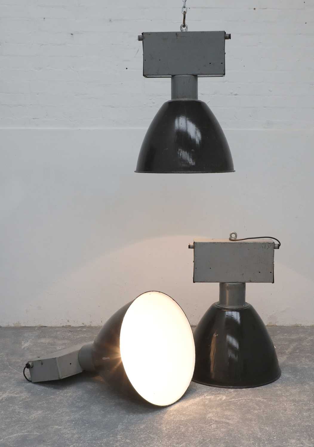 Lot 461 - Three Industrial hanging lights