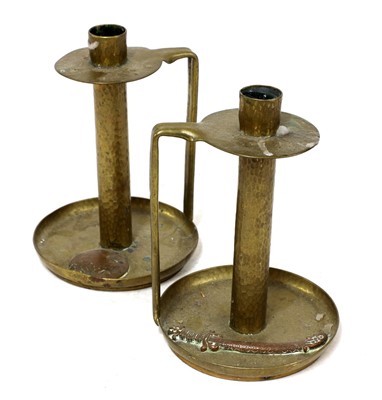 Lot 21 - A pair of Aesthetic engraved brass wall lights