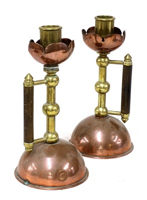 Lot 21 - A pair of Aesthetic engraved brass wall lights