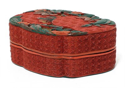 Lot 143 - A Chinese cinnabar lacquered box and cover