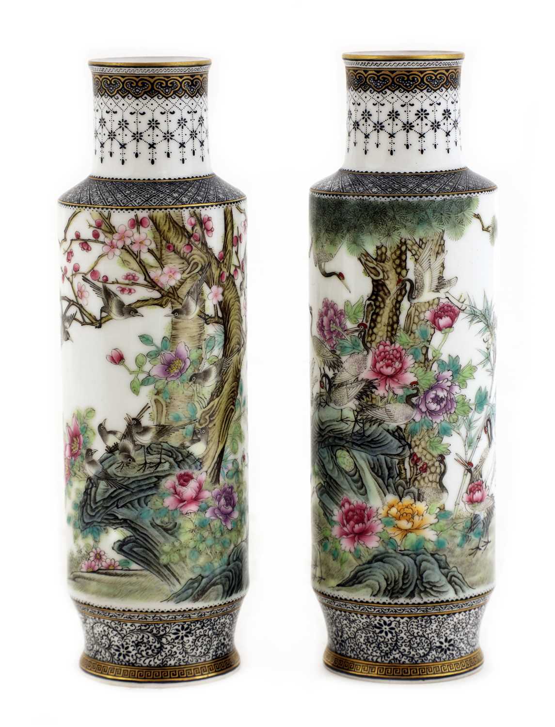 Lot 49 - A pair of Chinese famille rose vases