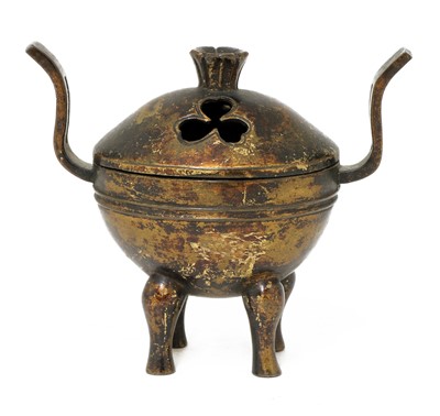Lot 349 - A Japanese gilt-lacquered bronze incense burner