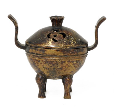 Lot 349 - A Japanese gilt-lacquered bronze incense burner