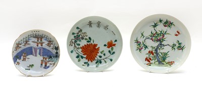 Lot 32 - Three Chinese famille rose plates