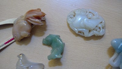 Lot 29 - A group of Chinese jade and soapstone carvings