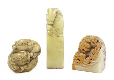 Lot 92 - Three Chinese soapstone carvings