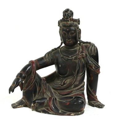 Lot 312 - A large Chinese lacquered wood bodhisattva