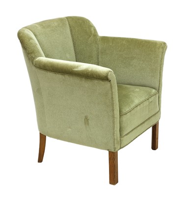 Lot 231 - A Danish Art Deco green velvet lounge chair