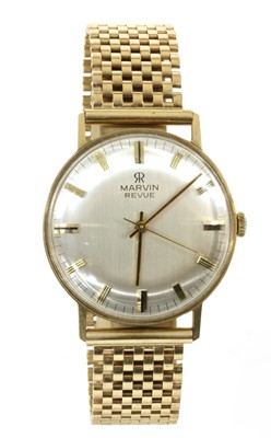 Lot 257 - A 9ct gold Marvin Revue mechanical bracelet watch