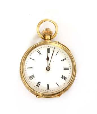 Lot 253 - A gold open-faced pin set fob watch
