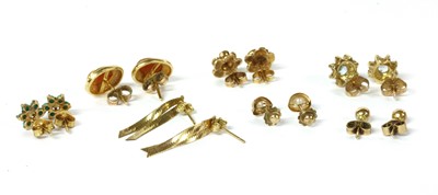 Lot 87 - Seven pairs of gold earrings