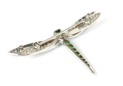 Lot 157 - An 18ct white gold diamond and gemstone en tremblant dragonfly brooch