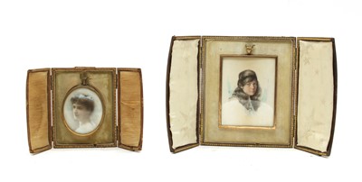 Lot 421 - Two portrait miniatures on ivory