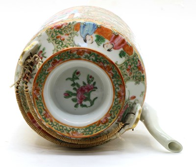 Lot 21 - A famille rose canton porcelain tea kettle c. 1880