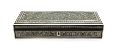 Lot 216 - A good Damascus work silver ivory inlaid pen box c.1890