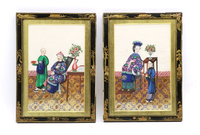 Lot 208 - A fine pair of Chinese pith paper paintings