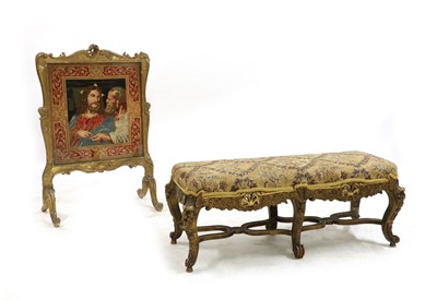 Lot 328 - A carved gilt duet stool