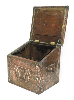 Lot 50 - An Arts and Crafts embossed coal box
