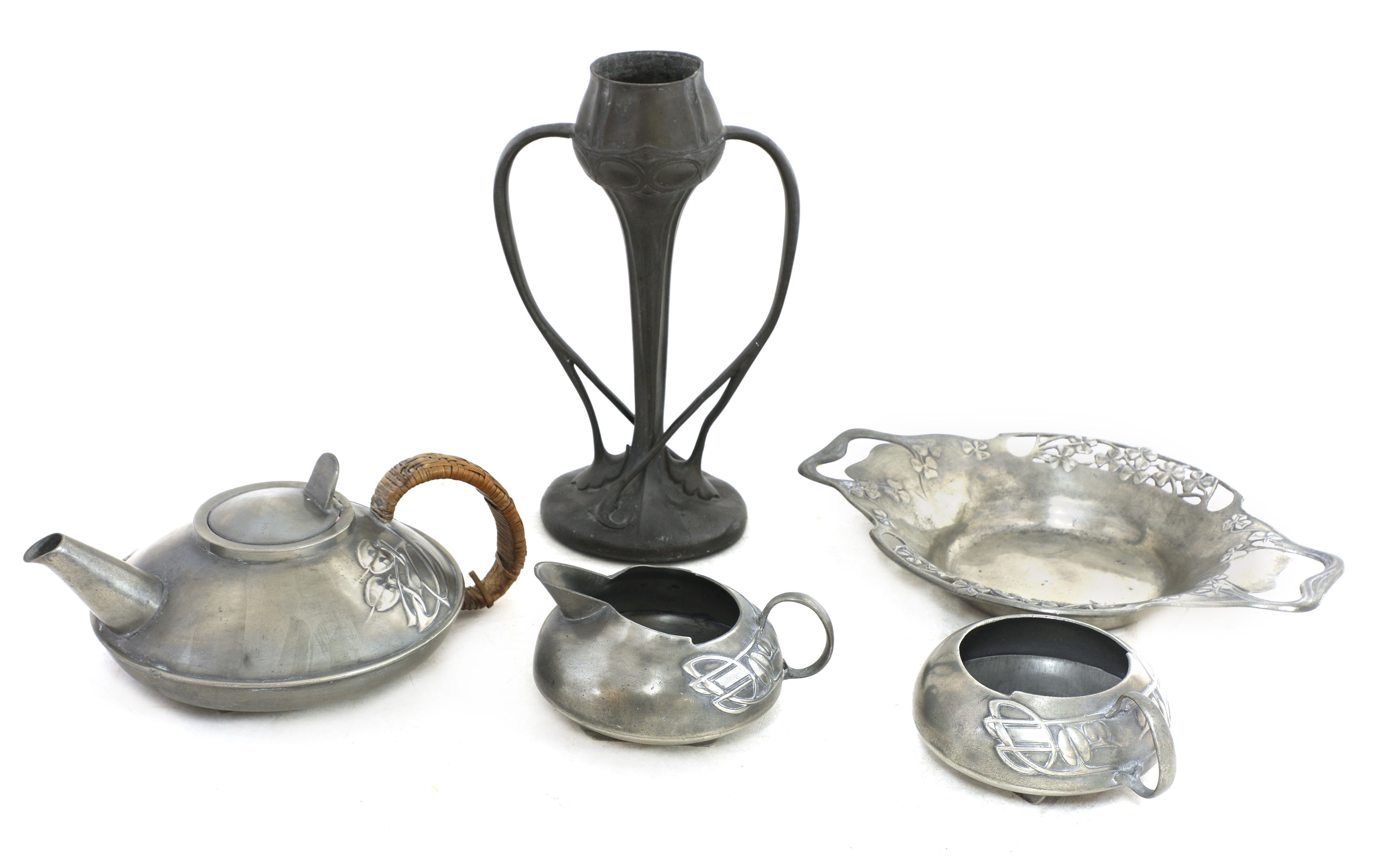 Lot 73 - A collection of Tudric pewter items,