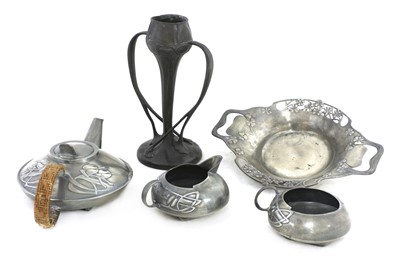 Lot 73 - A collection of Tudric pewter items
