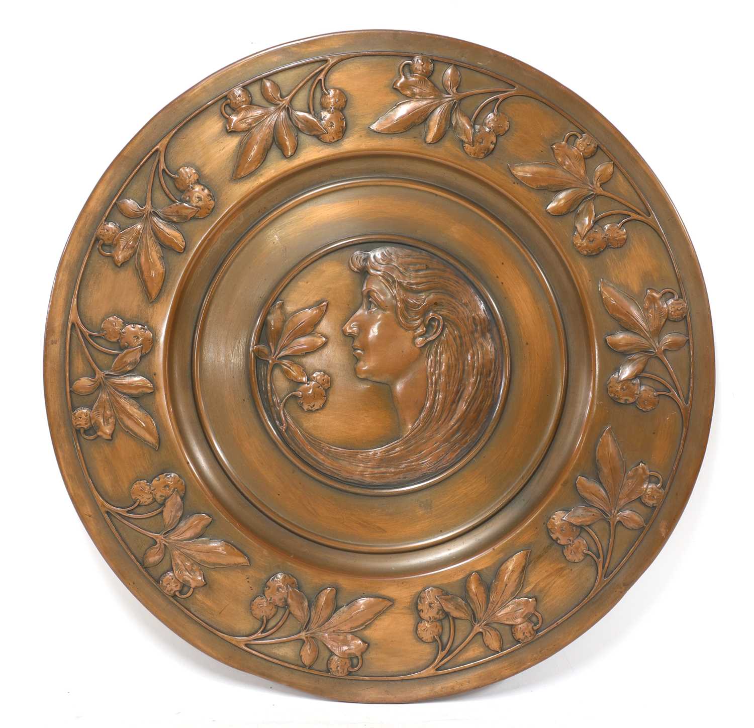 Lot 72 - A WMF embossed copper plaque