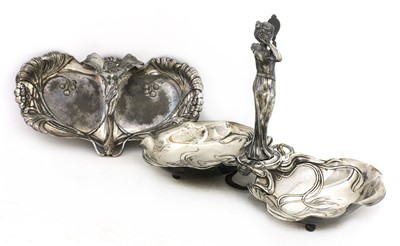 Lot 78 - An Art Nouveau silver-plated figural mounted double dish
