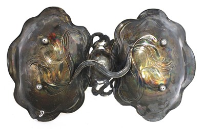 Lot 78 - An Art Nouveau silver-plated figural mounted double dish
