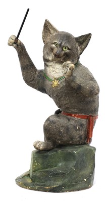 Lot 286A - A French painted terracotta figure of a cat conductor