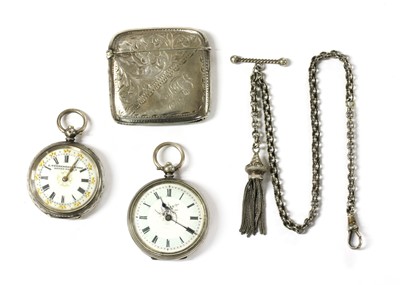 Lot 229 - A silver key wound open-faced fob watch
