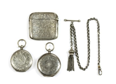 Lot 229 - A silver key wound open-faced fob watch
