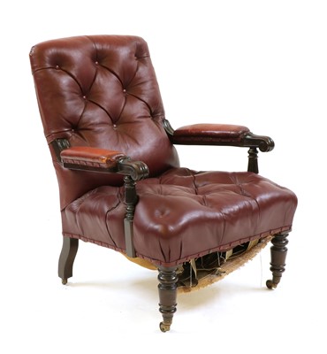 Lot 322 - A Victorian red leather button back armchair