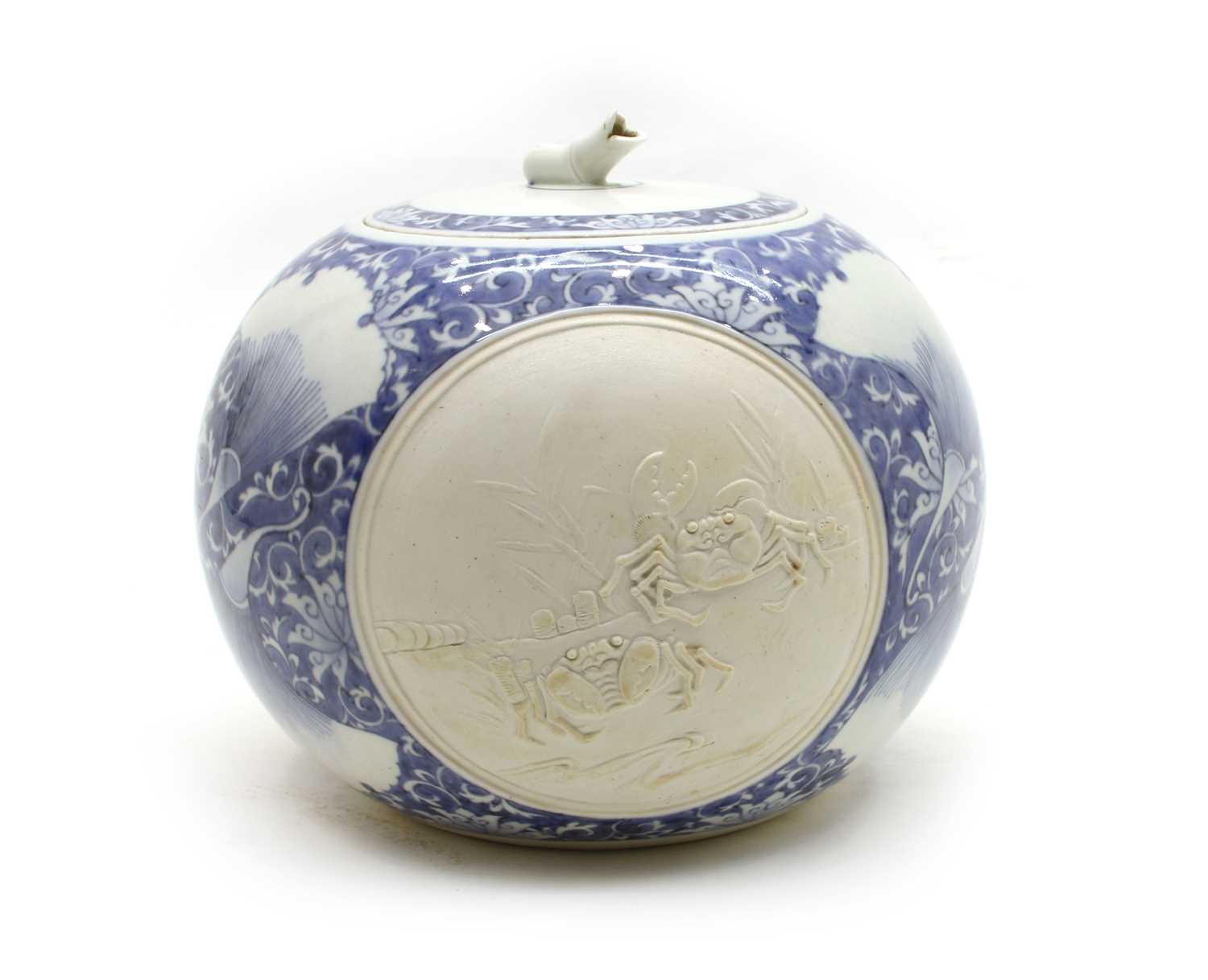 Lot 209 - A Japanese blue and white jar and cover