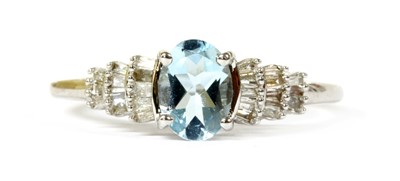 Lot 158 - A white gold aquamarine and diamond ring